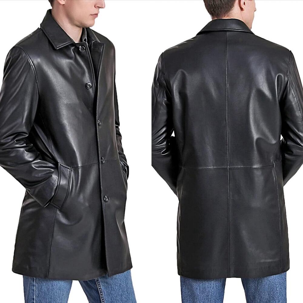 $600 BGSD Men’s Medium Brown Peter Three-Quarter Lambskin Leather Car Coat - Picture 12 of 12